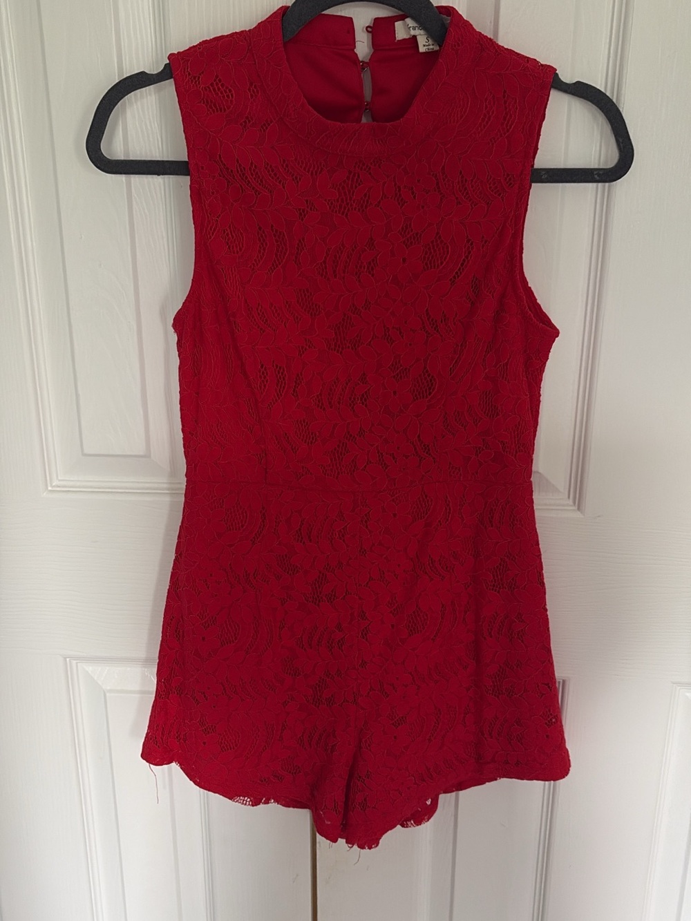 Francesca's Collections Red Lace Sleeveless Romper